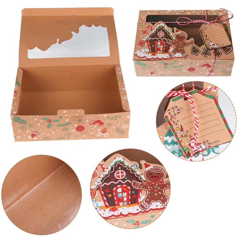 Christmas Style Kraft Paper Gift Boxes (3pcs) - For Cookie, Candy & Dessert Wrapping
