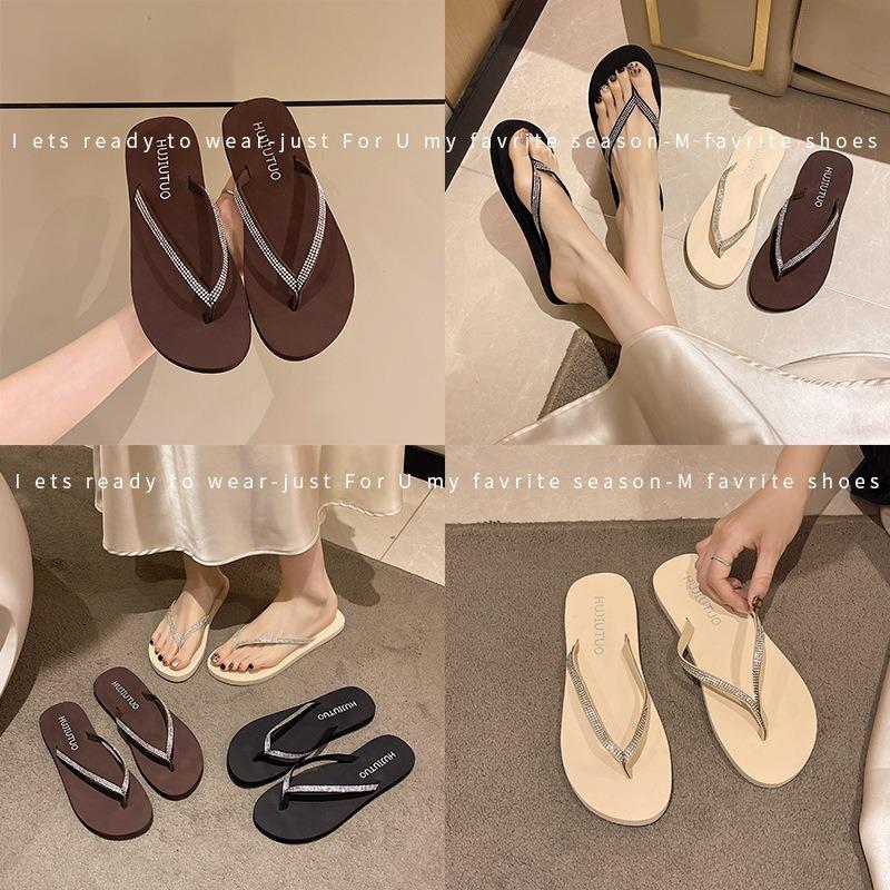 2025 Summer Rhinestone Non-Slip Beach Flip-Flops for Women