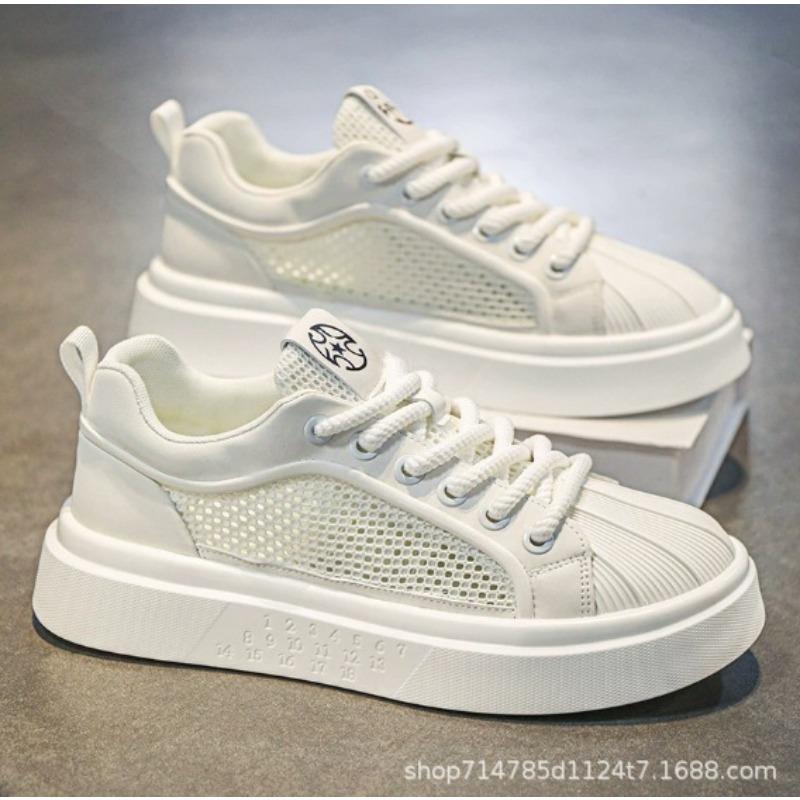 

Маленькие белые туфли мужские новые летние сетчатые дышащие тонкие сетчатые туфли молодежные спортивные для отдыха с ракушечным носком 44 белый