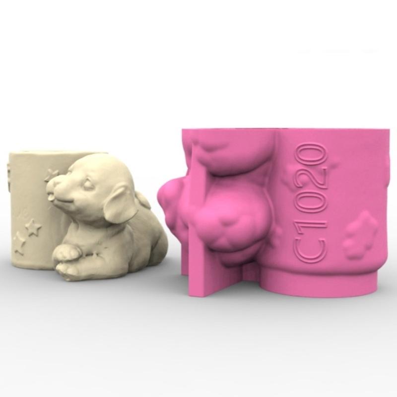Multipurpose Dog Vase Silicone Mould Versatile Resin Cast Set for Home and Office Decoration and Jewelry Storage
