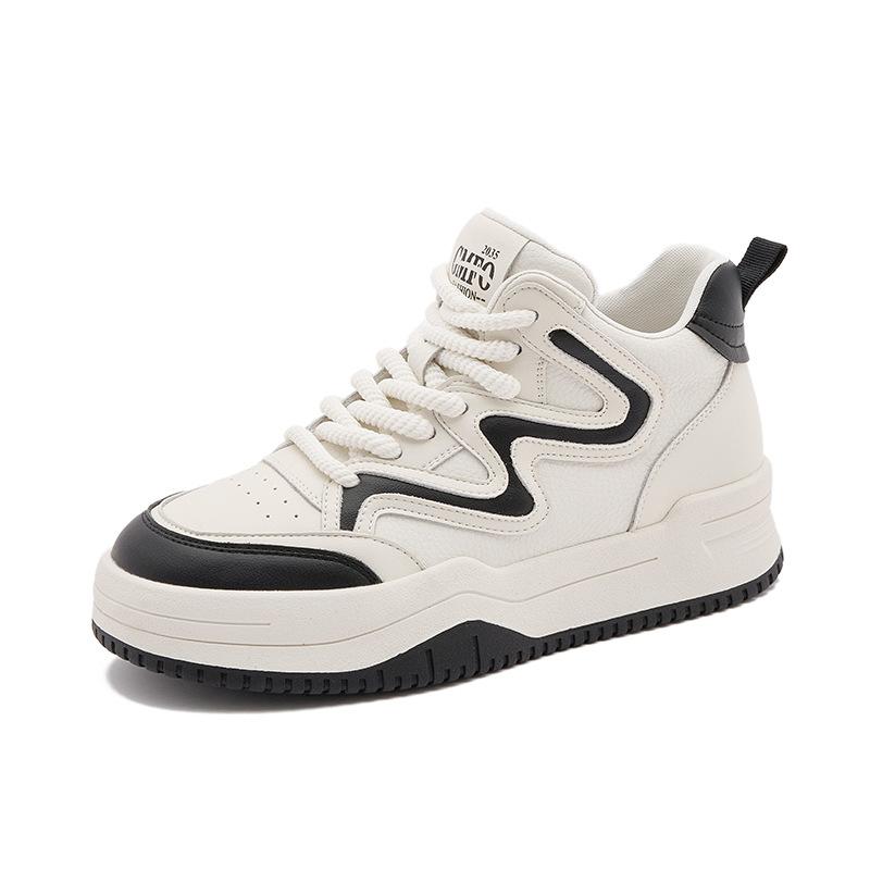 Leather flat-soled white shoes women's fashion trend 2025 new autumn shoes women's thick-soled versatile casual sports board shoes