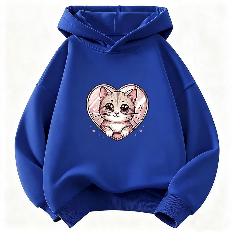 kawaii Hooded Cat Cute Hoodie Cat Children's Sweatshirt Cute Harajuku Hoody for Boys Girls Autumn Winter Casual