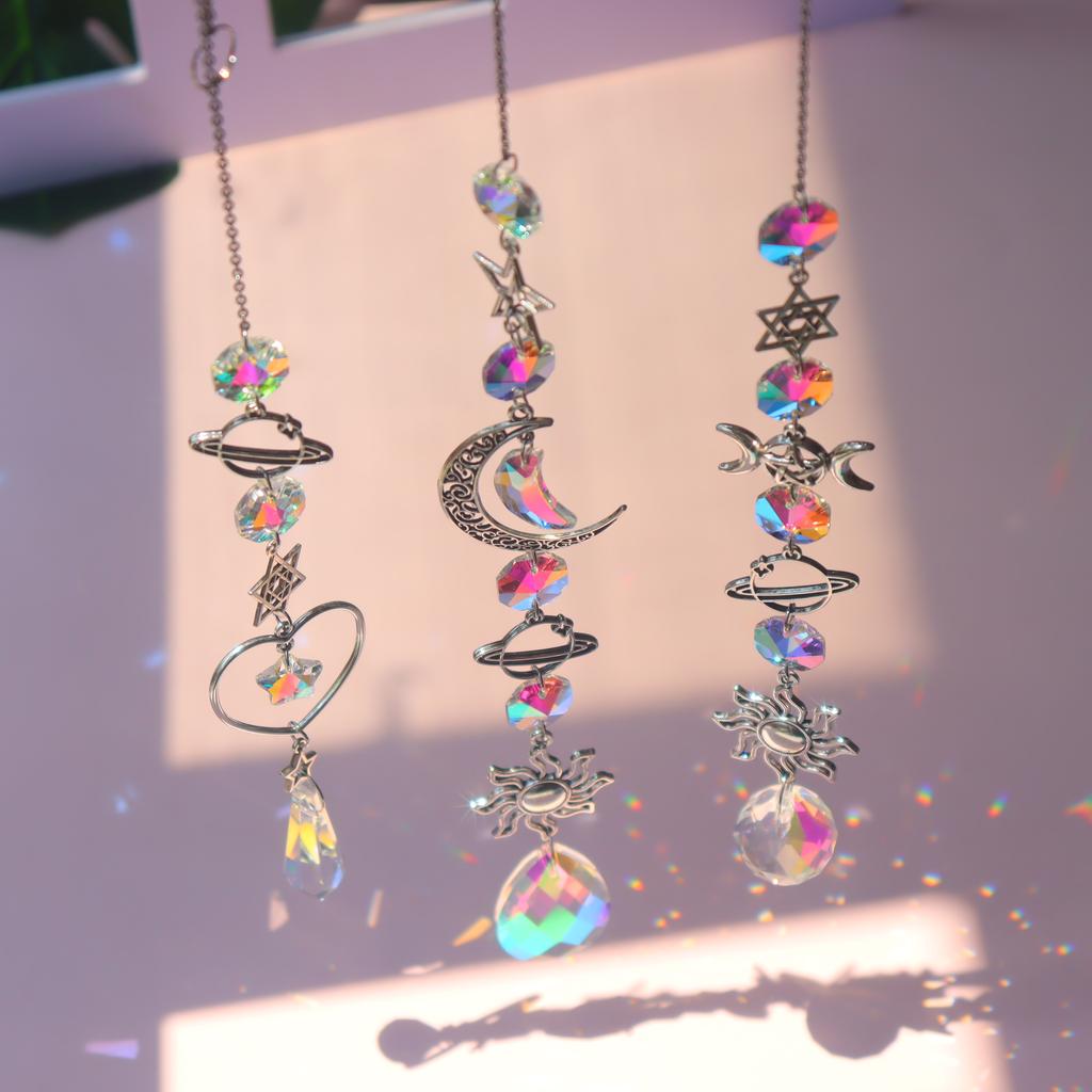 Silver Iridescent Crystal Suncatcher Wedding Decor Home Wedding Party Decoration Ornament Creative Gift