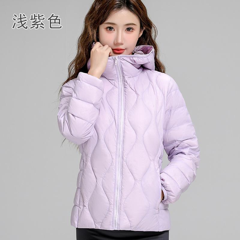 Pinghu Light and Thin Down Jacket Women's Short Hooded Autumn and Winter New Slim-fitting Versatile Long-sleeved White Duck Down Warm Jacket