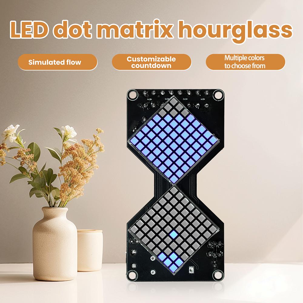 DC 5V LED Dot Matrix Electronic Hourglass DIY Kit Micro USB Interface Gravity Sensing Timer Soldering Practice Electronics DIY C