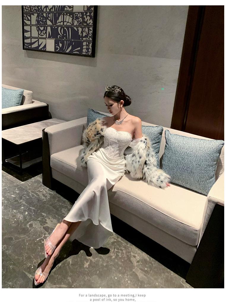 Elegant French Off-Shoulder Strapless Bodycon Evening Dress