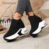 Thick Sole Height Increasing Women's Mesh Breathable Casual Shoes Platform Slip on Sneakers Lightweight Wedges Vulcanized Shoes