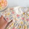 Girls' Summer Dress With New Floral Print And Doll Collar Stylish Dress For Young Girls