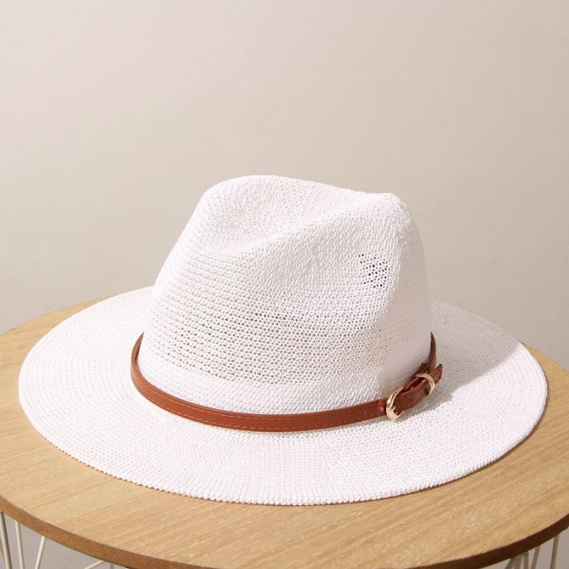 Classic Beige Panama Straw Hat Women's Casual Versatile Wide Brim Straw Hat Men's Summer Top Hat Sun Hat Women's