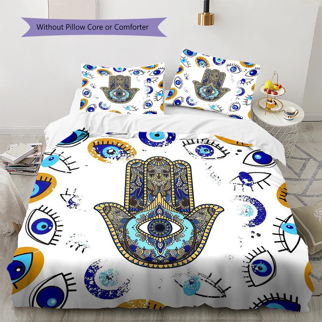 Nazar Boncuğu Pattern Bedding,Quilt Set Quilt Cover Pillowcase Home Birthday Gift (1 * duvet cover + 2 * pillowcase, without core)