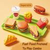 Kids Kitchen Toy Pretends Play Cooking Food Game Hamburger Pizza Snack Fruit Vegetable Simulation Food Set Of Toy For Girls Boys
