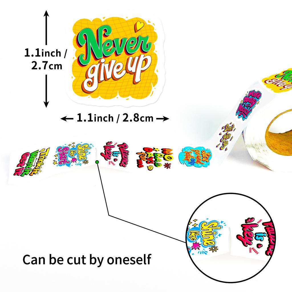 500 Pictures/roll Color Inspirational English Series Roll Post Gift DIY Hand Account Mobile Phone Genuine Children's Cartoon Post