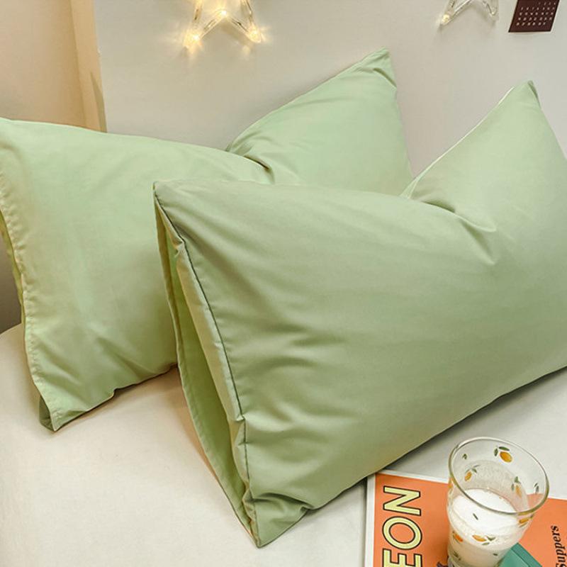 Washed Cotton Brushed Solid Pillowcases - Pair 48x74, Simple Design