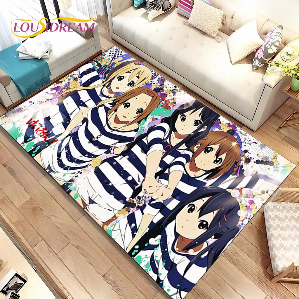 K-ON Kreskówka Urocza Lolita Kawaii Dziewczyny Dywanik Obszarowy, Dywanik Dywanowy do Salonu Sypialni Sofa Wycieraczka Dekoracja, Antypoślizgowa Mata Podłogowa 3D