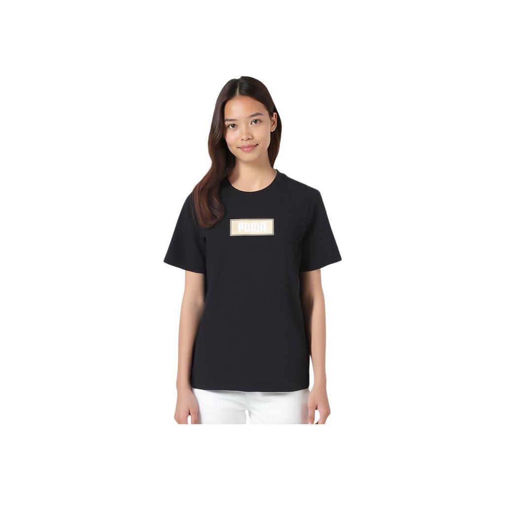 Puma Classics Box Logo Tee Unisex Tops Black 626882-01