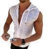 Kurzärmiger Kapuzen-Reißverschluss-Cardigan T-Shirt Herren Sommer Neue Mode Karomuster Ärmelloses T-Shirt Herren Revers-Top
