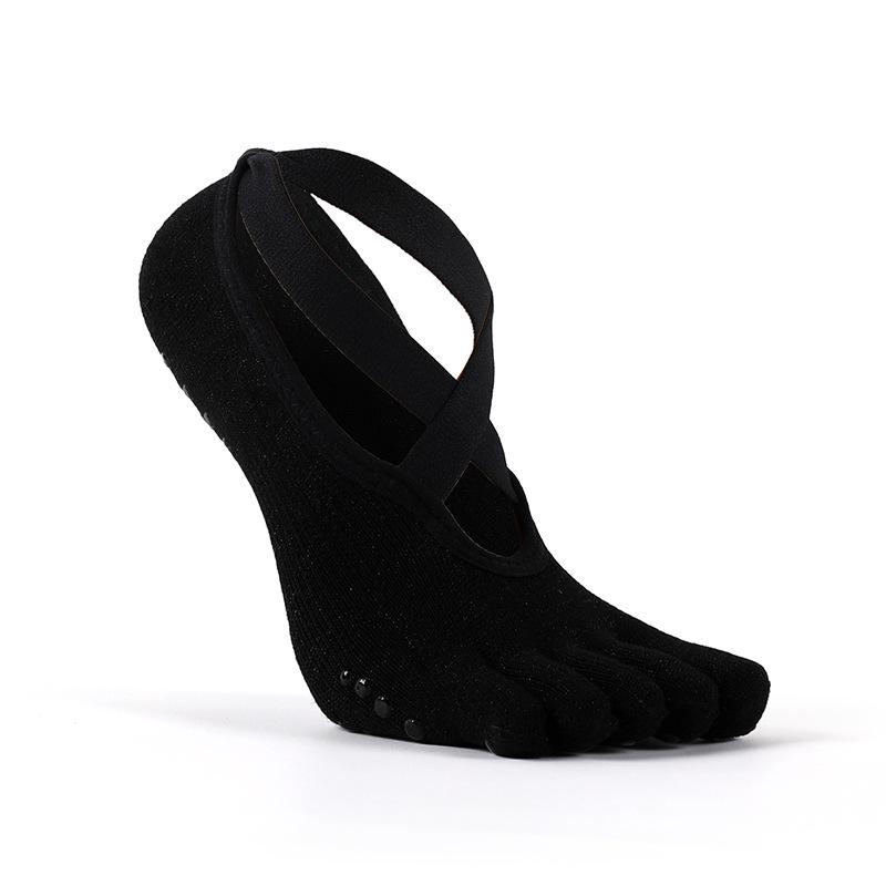 MEIKAN Women s Non-Slip Cross Strap Five-Toe Yoga and Pilates Dance Socks One Size for Women