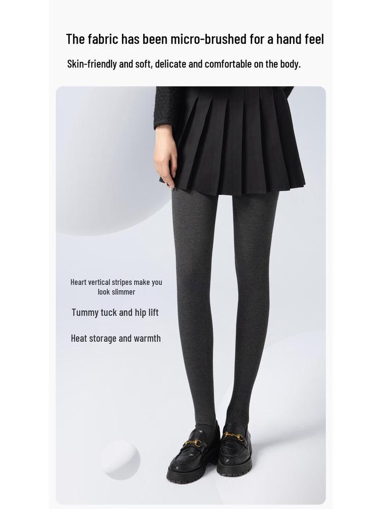 Damen Shaping Leggings für große Frauen - Herbst/Winter, Unifarben, Warme Baumwolle, Strumpfhose mit Fuß