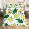 Avokado Dynetrekk sett for barn Kawaii Sengesett Cute Fruits Dynetrekk Twin Size Tropical Botanical Cartoon Quilt Cover