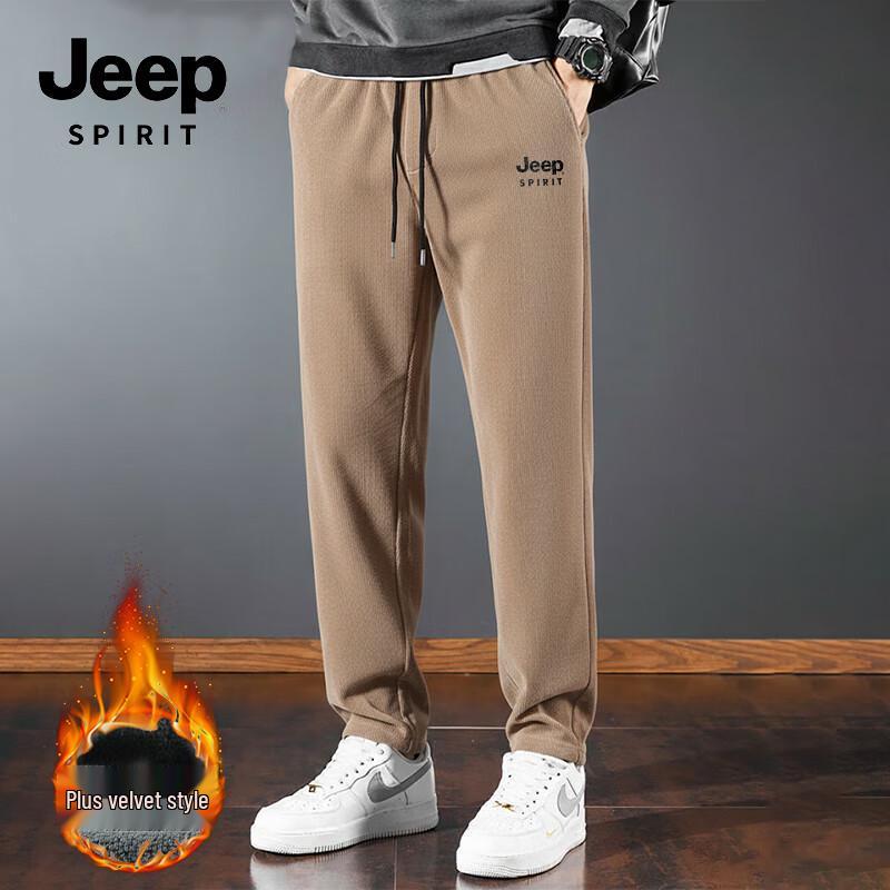 JEEP SPIRIT Мужские зимние флисовые брюки прямого кроя из шенилла в стиле кэжуал XL