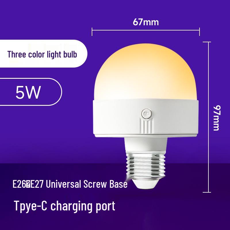 Rechargeable E27 Wireless Wall/Table Lamp with RGB & Three-Color Bulb, Remote & Touch Control