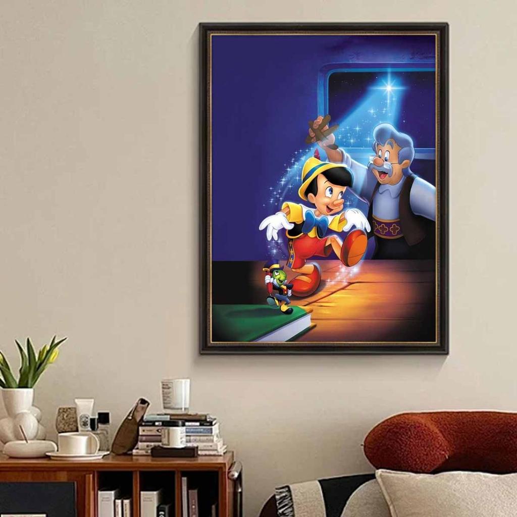 5D Diy Diamond Painting Pinocchio and His Grandfather Full Drill Rhinestones Mosaic Embroidery Handmade Products Home Decor Gift