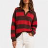 Women's Striped Knit Sweater with Collar for Casual Everyday