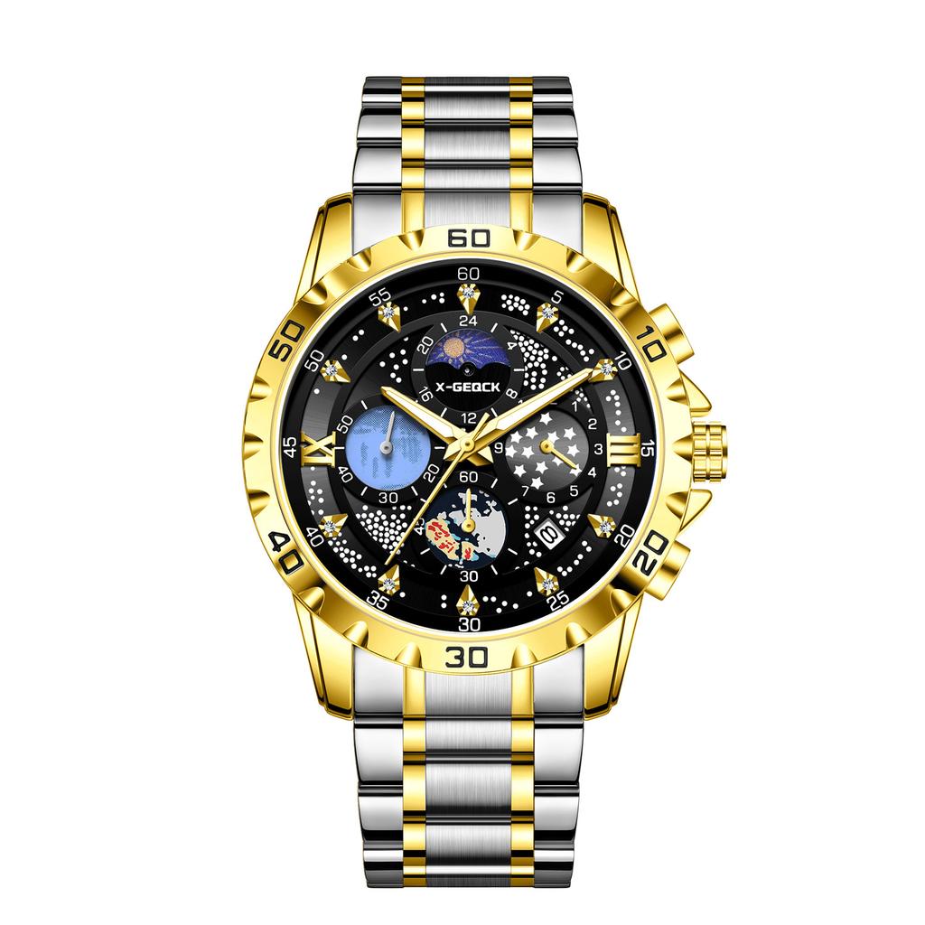 Men'S Star Quartz Watch Fashion Business Watch Waterproof Small Three-Pin Watch Men'S
