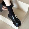 Schwarze Plateau-JK kleine Lederschuhe Damen 2025 neu Herbst Retro Britischer Stil vielseitige Slipper Eins-Pedal Einzelschuhe