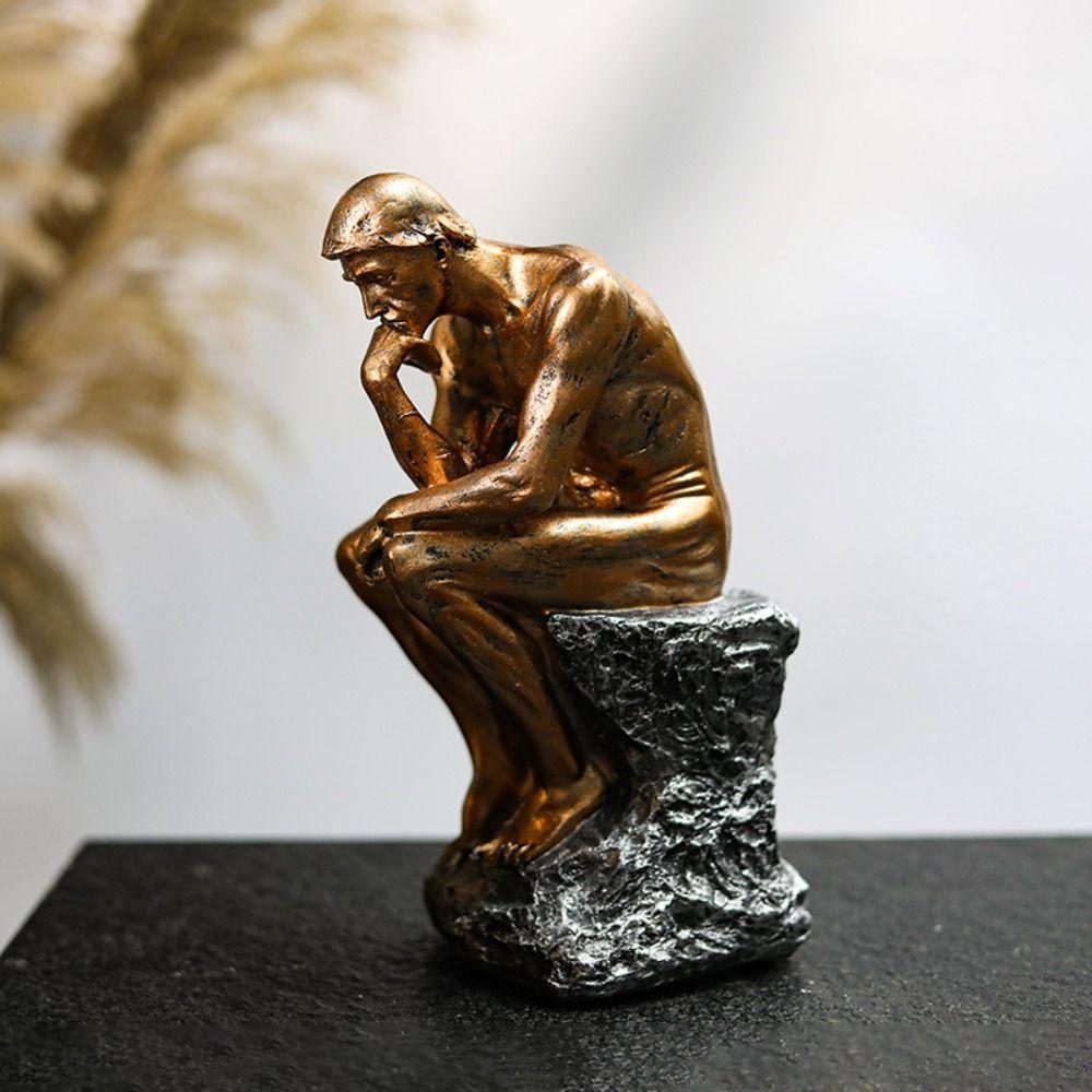 European Style Thinker Sitting Resin Sculpture Kawaii Thinker Doll Toy  Office