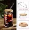 Cute Butterfly Knot Glass Cup with Bamboo Lid and Straw, Birthday Gift, Cold Drink Pattern, Holiday Gift, 500ML/16.9oz