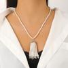 Luxury Retro Rice-grain Pearl Beaded Tassel Pendant Necklace for Women Long Sweater Chain Fashion Clothing Accessories Jewelry