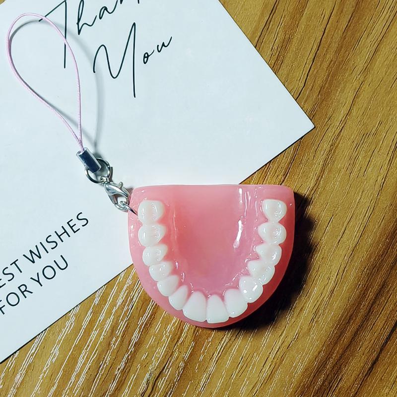 Gothic Simulated False Tooth Mobile Phone Rope Pendant Creative Weird Teeth Bag Pendant Accessories Prank Gift