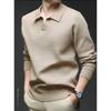 Höst och Vinter All Match Mode Ulltröja Herr Mellanålders Topp Nedvikt Krage Casual Trendig Stickad Tröja
