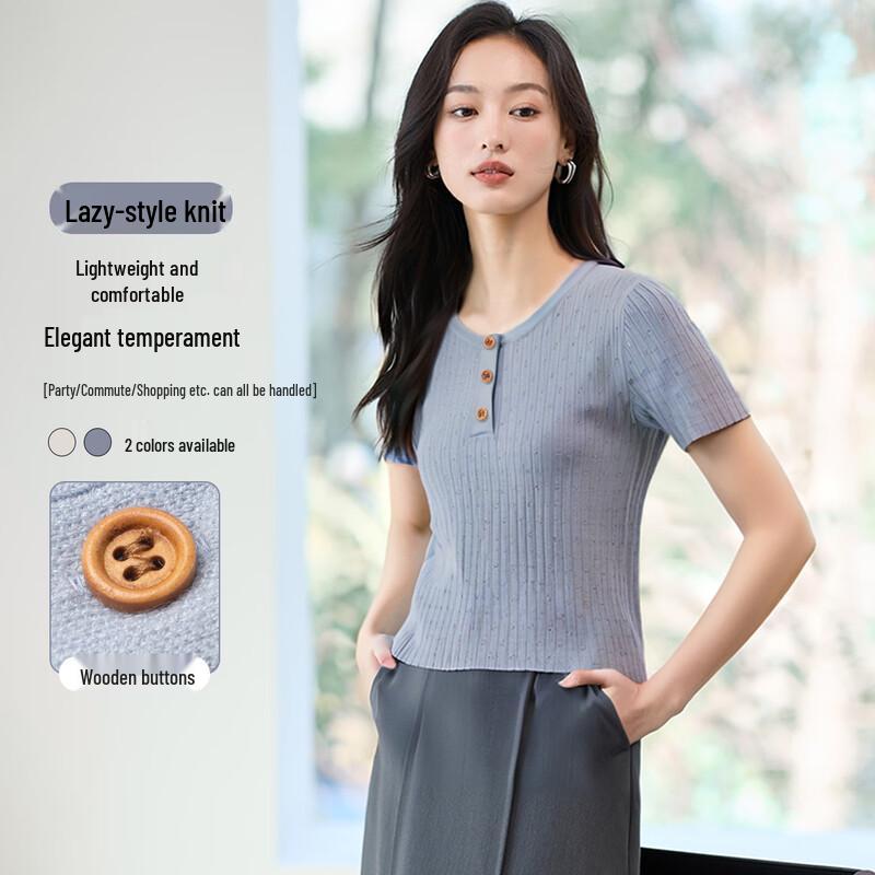 

HSTYLE French Chic Collarbone Knit Top One Size F(170/88A)