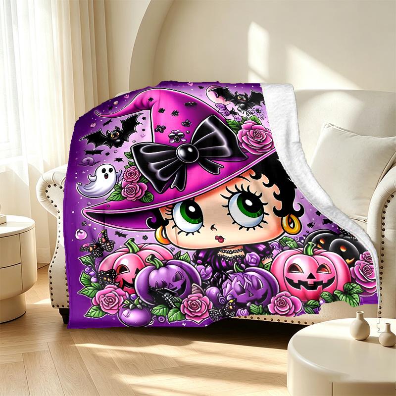 Betty Boop Pattern Blanket for Home Decoration, Bed, Sofa, Car Travel, Camping, Suitable for All Seasons, Birthday Christmas Gift