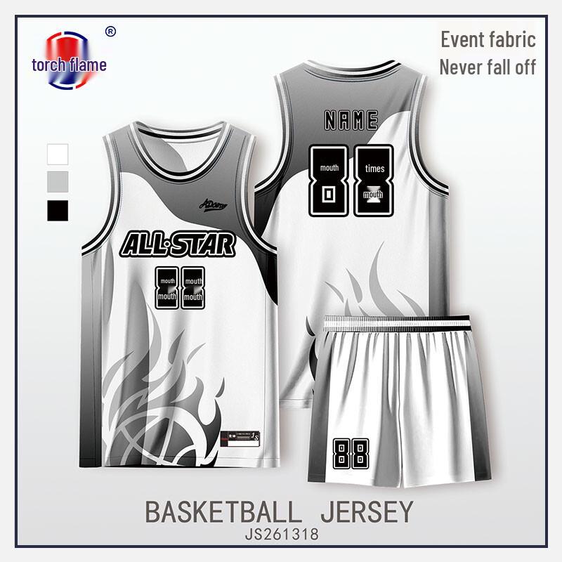 Torch Flame Digital Print Basketball Uniform Set 4XL