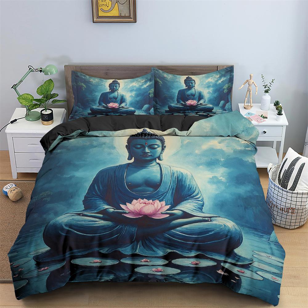 Buddha Print Bedding Set Meditation Duvet Covers With Pillow Cover Case Home Decor Bed Clothes Single Queen King Size Bedding