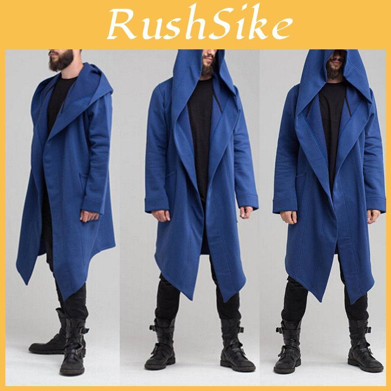 Comfortable Men's Autumn Oversize Coat Long Sleeve Hooded Cloak Jacket Casual Solid Cardigan Great For Casual Outings And More