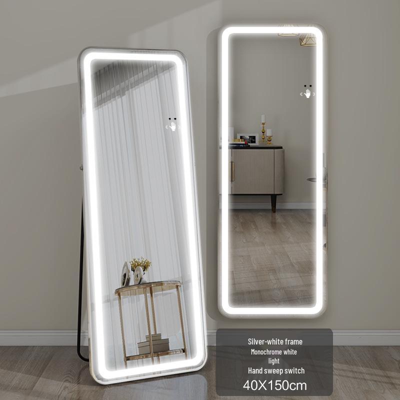 LED Wall-Mounted Full-Length Dressing Mirror with Touch Sensor for Bedroom