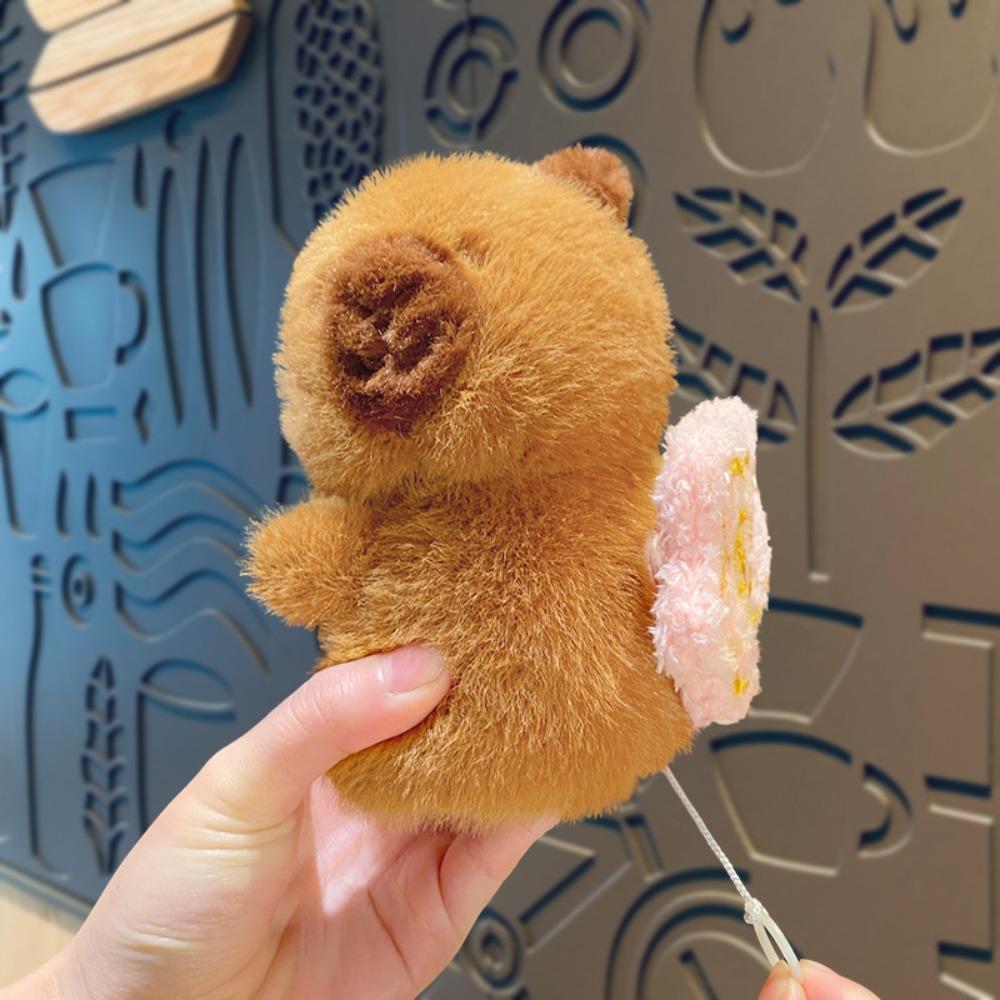 

Furry Capybara Plush Keychain Soft Capybara Toy Cute Hanging Decoration Gifts Pink Flower