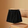 High-Waisted Women's Woolen Bootcut Shorts - Plus Size, Autumn/Winter, Loose Fit, Slimming, 200 Jin