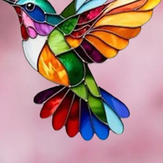 Rainbow Hummingbird Necklace Acrylic Colorful Bird Pendant Necklace Lightweight Fashion Necklace Jewelry Gift for Women Bird Lovers