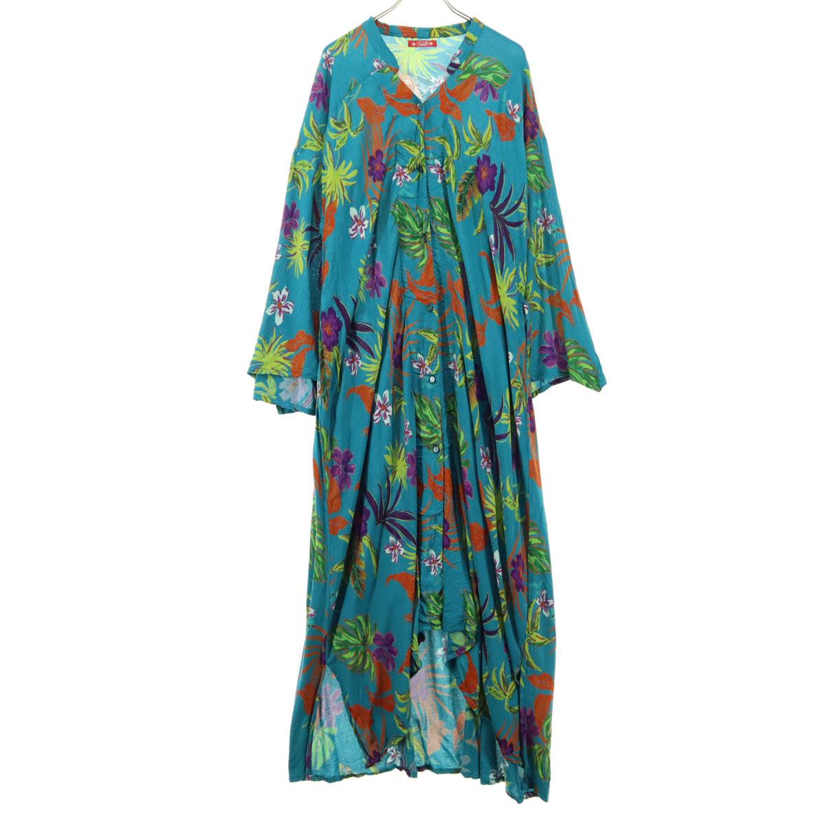 

Косметические товары Амина Цветочный Платье-рубашка с длинным рукавом синее Женское Б/У