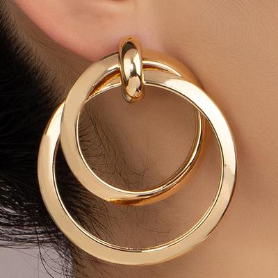 Goldfarbene, verdrehte große Creolen für Frauen, Nachtclub, Party, Mädchen, Tropfenohrringe, geometrische Statement-Ohrringe
