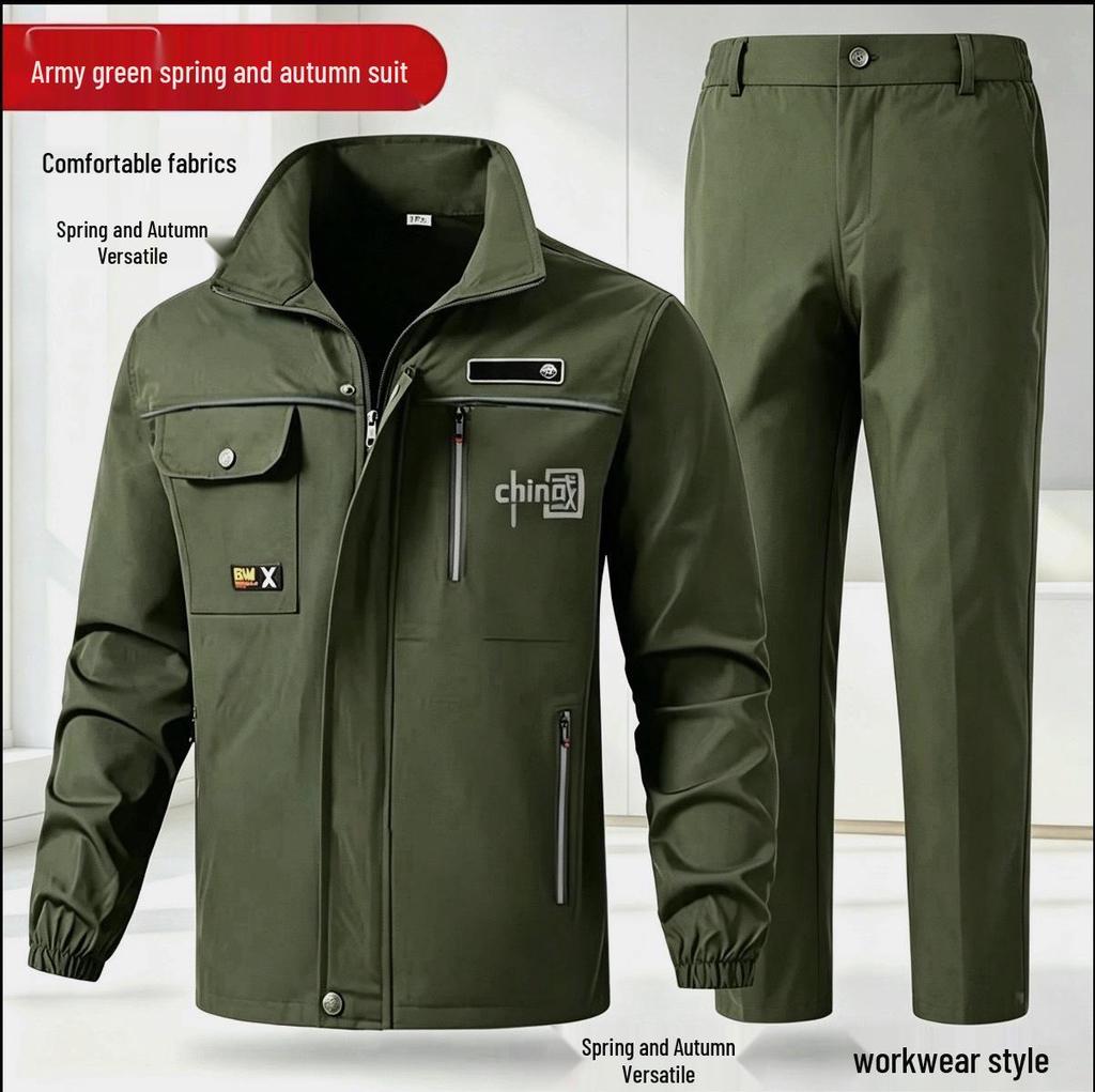 Thickened Wear-Resistant Workwear Set: Spring/Autumn Anti-Scald Protection Suit for Men, Ideal for Workshop, Construction, Auto Repair, Welding.