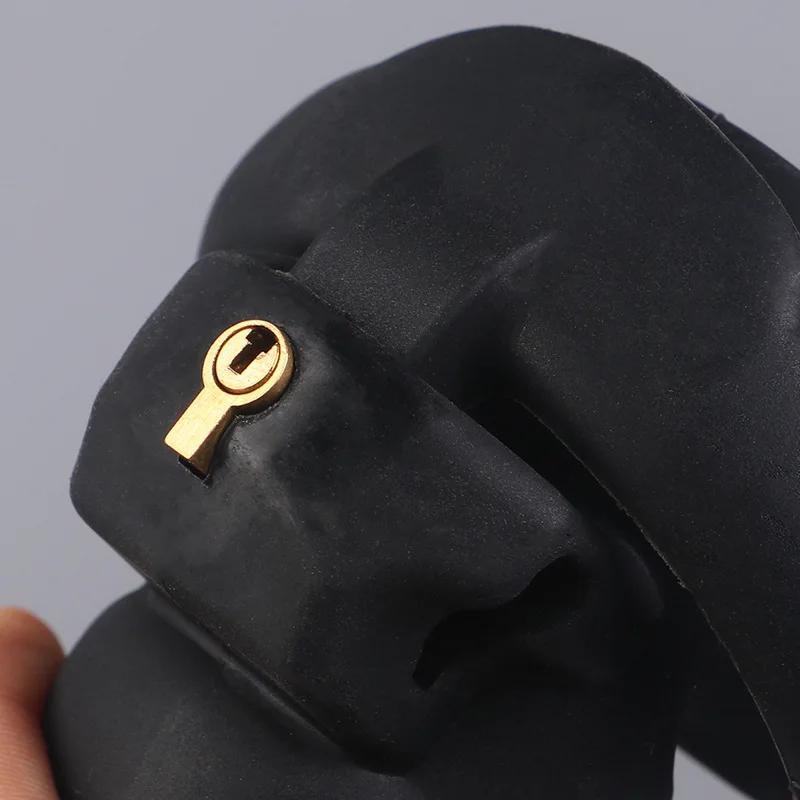 Esclusivo nuovo modello Gabbia per la castità in silicone Blocco per pene maschile Con 5 anelli per pene Giocattoli sessuali Per uomini Sissy Femboy Stretcher Gay Er