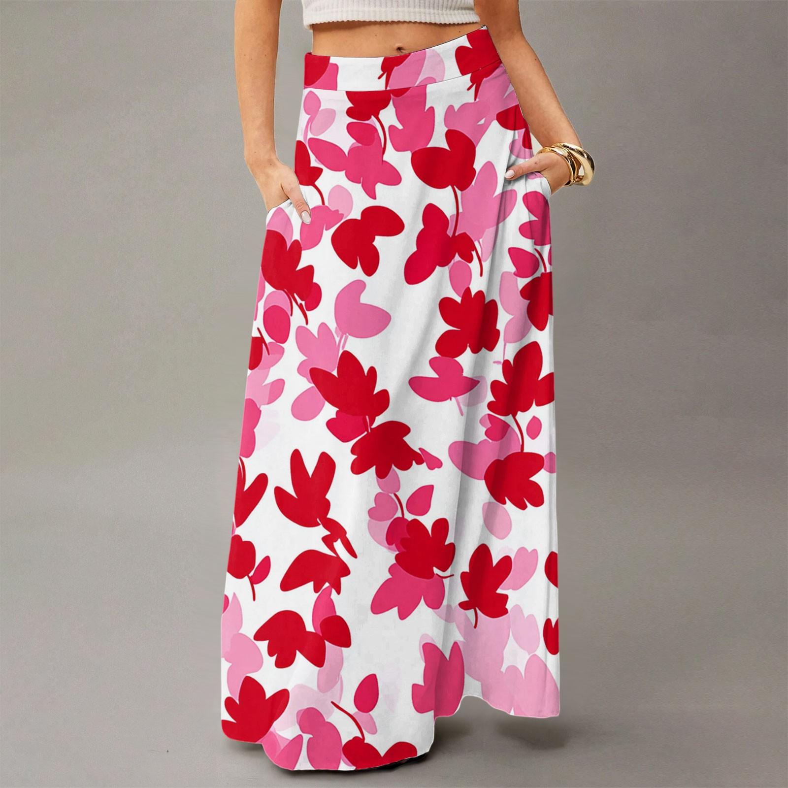 

Women s Flowing Maxi Dress Regular Casual Summer Floral Print Bohemian Skirt XL