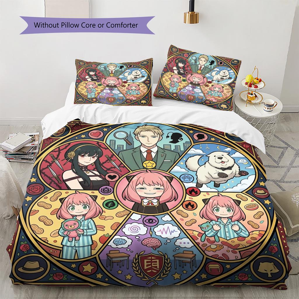 Anya Forger Pattern Bedding Quilt Set Quilt Cover Pillowcase Home Decoration Birthday Gift (1 * duvet cover + 2 * pillowcase, without core)