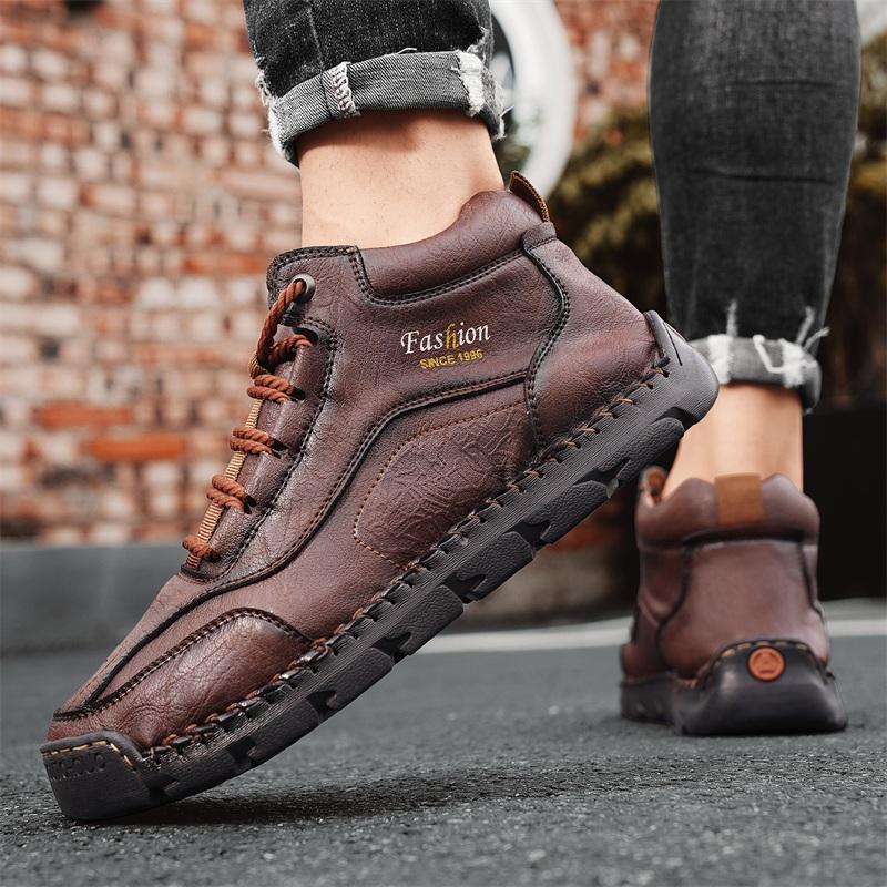 Wiosna / Jesień Męskie Trampki Casualowe za Kostkę Ręcznie Robione Skórzane Buty Plus Size 39-48 Męskie Buty Casualowe